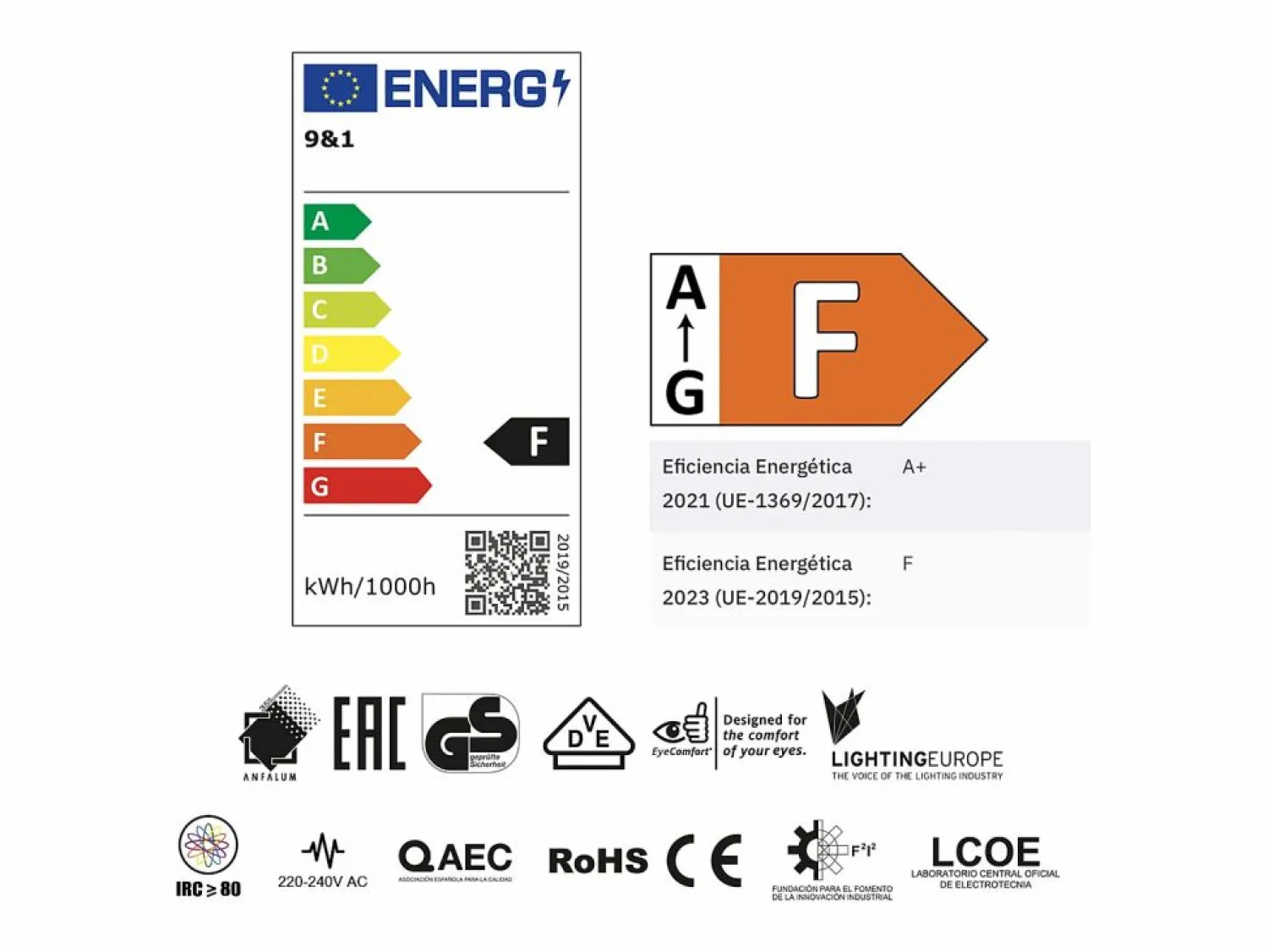 7H SEVENON ORION91 Pack x 6 unidades 9&1 Bombilla LED E27 Mazorca 9W Cálido 806lm 3000K 25000h Nine&One Premium