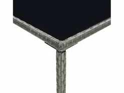 Outlet Garden Furniture Orren Mesa alta de jardín ratán sintético y vidrio 70x70x110 cm Gris