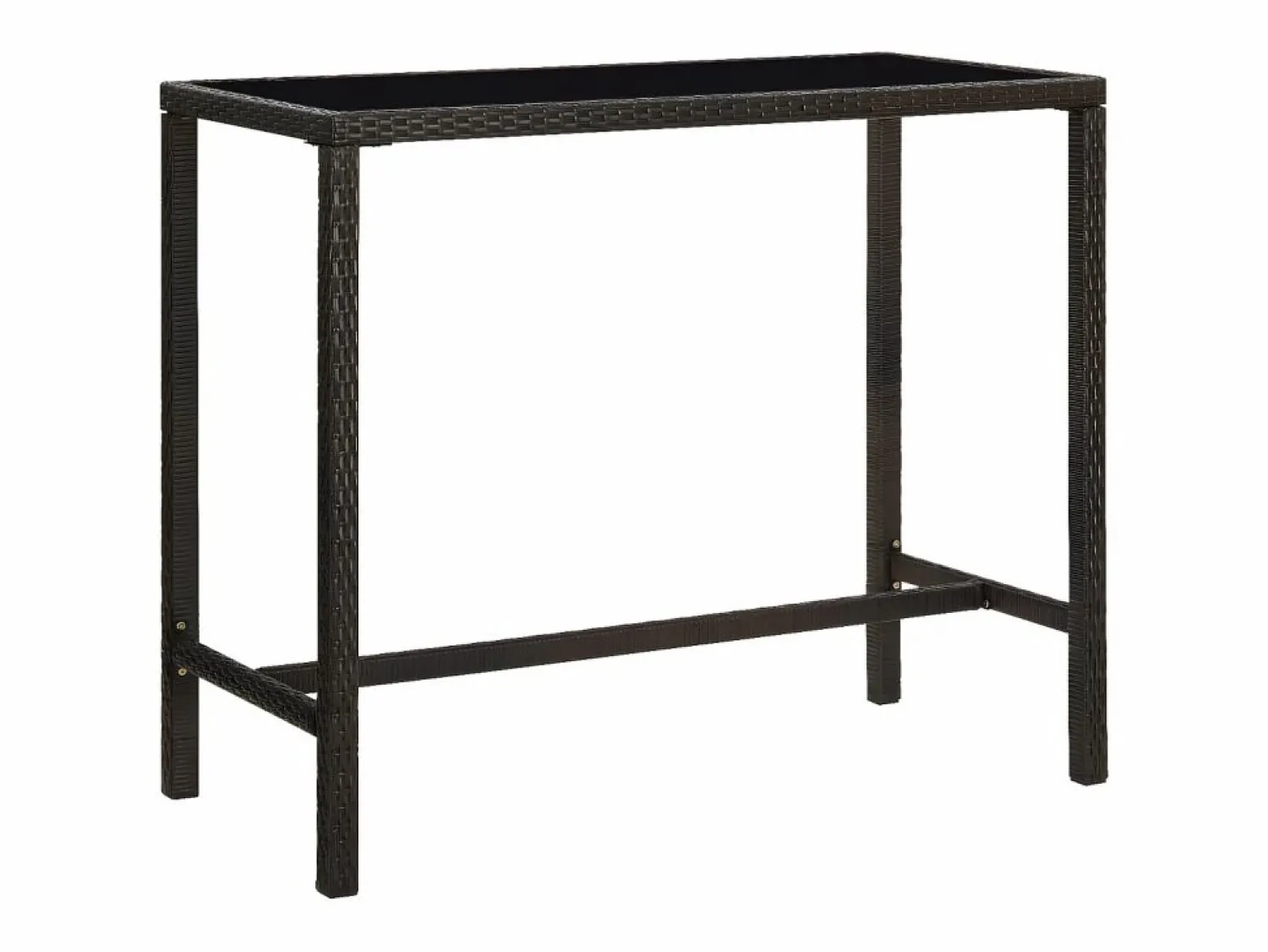 Orren Mesa alta de jardín ratán sintético y vidrio marrón 130x60x110cm Mesa Alta