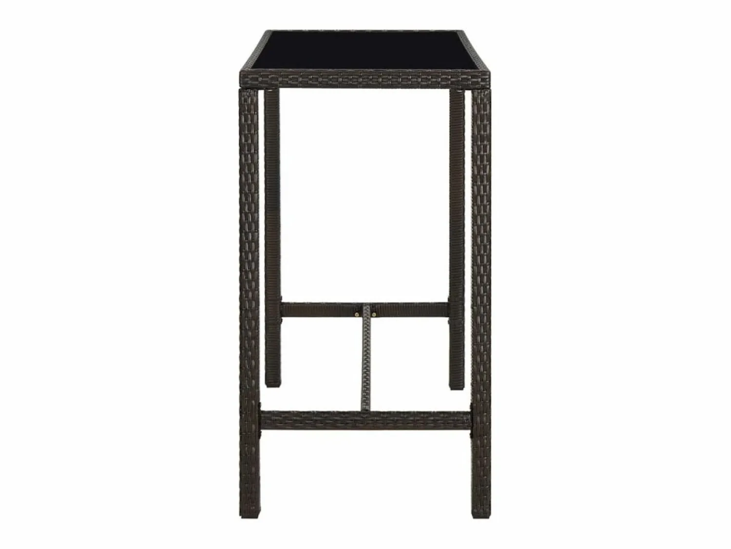 Orren Mesa alta de jardín ratán sintético y vidrio marrón 130x60x110cm Mesa Alta