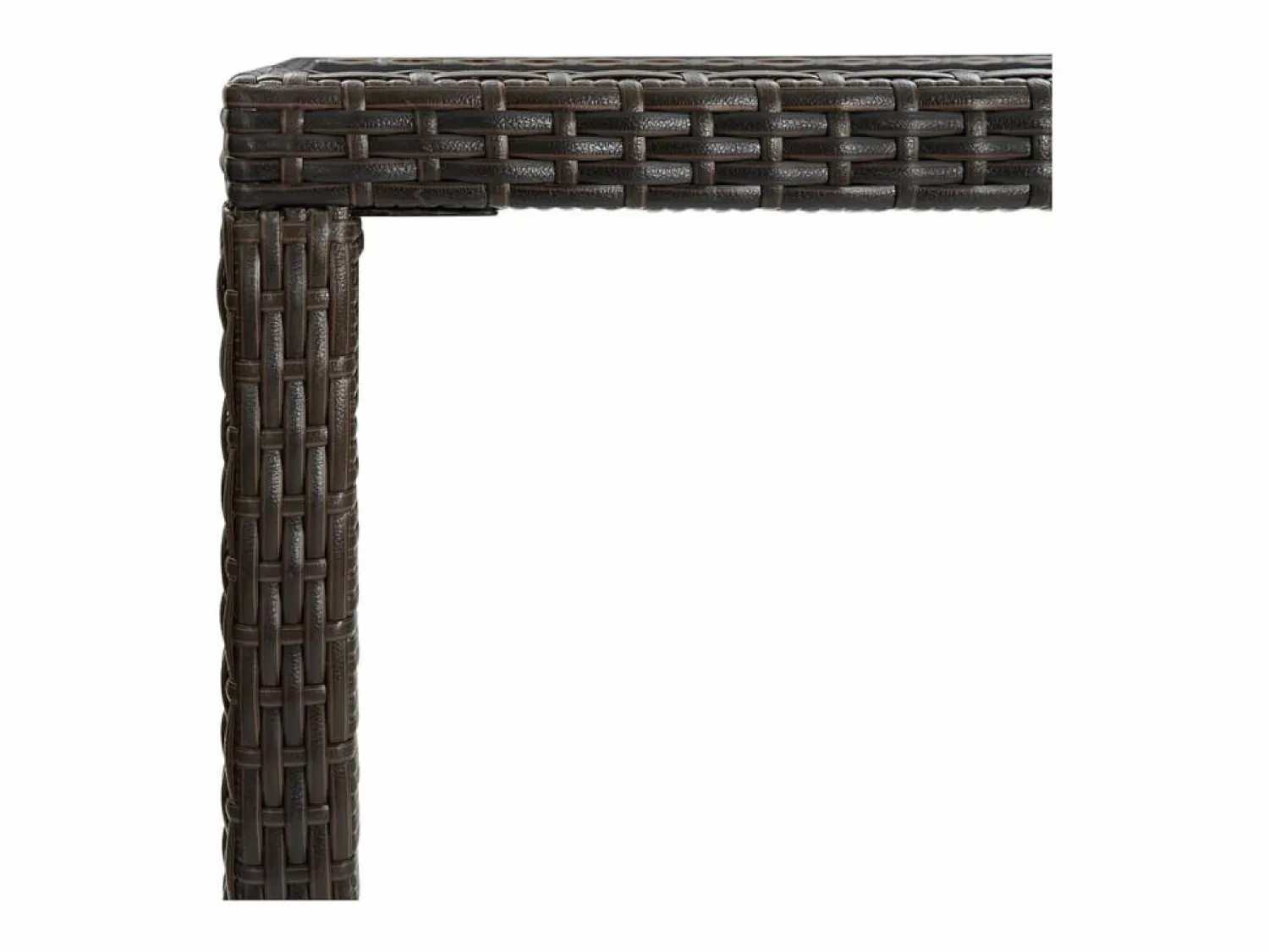 Orren Mesa alta de jardín ratán sintético y vidrio marrón 130x60x110cm Mesa Alta