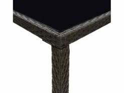 Orren Mesa alta de jardín ratán sintético y vidrio marrón 130x60x110cm Mesa Alta