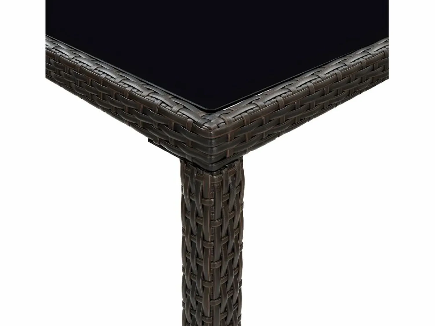 Orren Mesa alta de jardín ratán sintético y vidrio marrón 130x60x110cm Mesa Alta