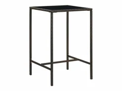 Discount Orren Mesa alta de jardín ratán sintético y vidrio marrón 70x70x110 cm Mesa Alta