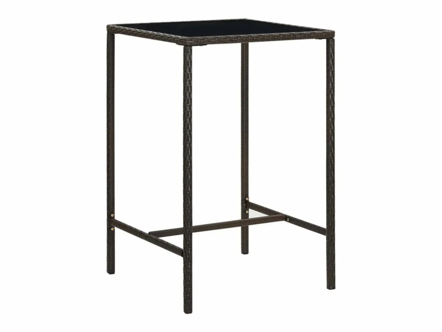 Discount Orren Mesa alta de jardín ratán sintético y vidrio marrón 70x70x110 cm Mesa Alta