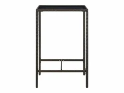 Discount Orren Mesa alta de jardín ratán sintético y vidrio marrón 70x70x110 cm Mesa Alta