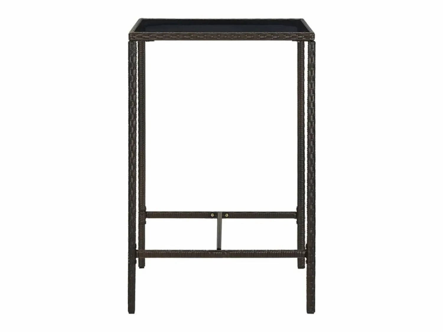 Discount Orren Mesa alta de jardín ratán sintético y vidrio marrón 70x70x110 cm Mesa Alta
