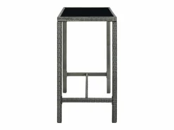 Outlet Garden Furniture Orren Mesa alta de jardín ratán sintético y vidrio 130x60x110cm Gris