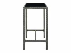 Outlet Garden Furniture Orren Mesa alta de jardín ratán sintético y vidrio 130x60x110cm Gris