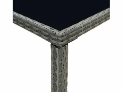 Outlet Garden Furniture Orren Mesa alta de jardín ratán sintético y vidrio 130x60x110cm Gris