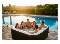 New Ospazia Spa hinchable cuadrado de 6 plazas - - Dimensiones: 185 x 185 cm - Filtro y cubierta incluidos Spa Hinchable