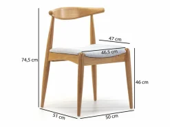 VS Venta-stock Pack 2 sillas Corzo Color Roble, Madera Maciza, 52,5 x 50 x 74,5 cm