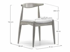 VS Venta-stock Pack 2 sillas Corzo Color Roble, Madera Maciza, 52,5 x 50 x 74,5 cm
