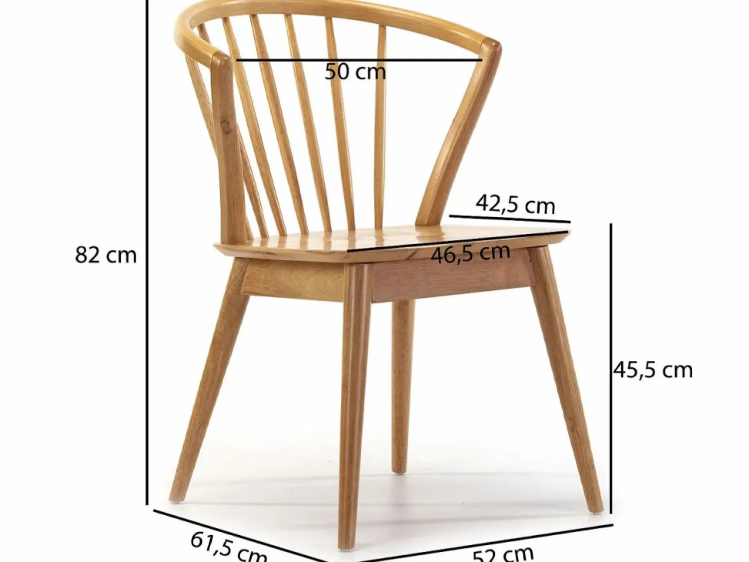 New VS Venta-stock Pack 2 sillas Mura Color Roble, Madera Maciza, 55 x 58,5 x 84 cm Color natural claro
