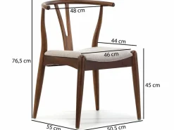 VS Venta-stock Pack 2 sillas Rustic Color Nogal, Madera Maciza, 55 x 54,5 x 76 cm