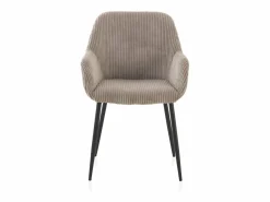Pack 4 sillones tapizados en tela de pana lavanda con patas metálicas negras