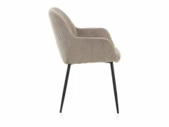 Pack 4 sillones tapizados en tela de pana lavanda con patas metálicas negras