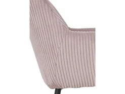 Pack 4 sillones tapizados en tela de pana lavanda con patas metálicas negras