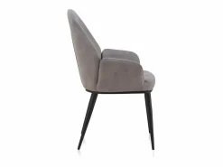 Pack 2 sillones tapizados en claro patas metálicas negras Gris