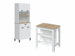 Best Pack alacena con mesa alta Nitza Blanco Artik (Blanco Mate) - Natur Cajonera De Escritorio