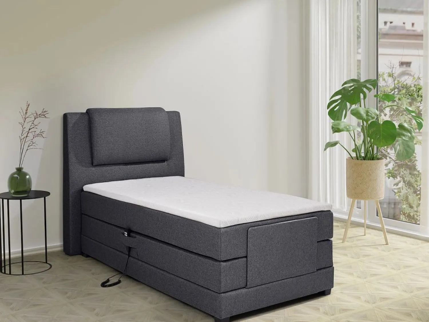New Pack boxspring relajación CASTEL de - Tela antracita Cama Continental Boxspring|Cama Articulada