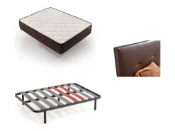 Pack Colchón + Cabecero Tapizado + Somier Descansin | 180x190 | Wengue | Ideal para Personas con Dolores de Espalda | Facil montaje | Silencioso