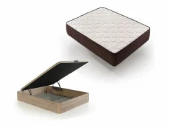 Outlet Pack Colchón Descansin + Canapé Abatible 150x190 | Color Beis | Maxima Comodidad | Gran Almacenaje Conjunto Colchón Y Somier