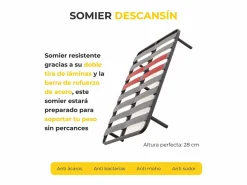 Outlet Pack Colchón Descansin + Somier con patas 160x180 | Ideal para Personas con Dolores de Espalda | Alta Firmeza | Silencioso Blanco