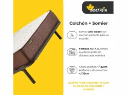 Pack Colchón Descansin + Somier con patas 105x190 | Ideal para Personas con Dolores de Espalda | Alta Firmeza | Silencioso