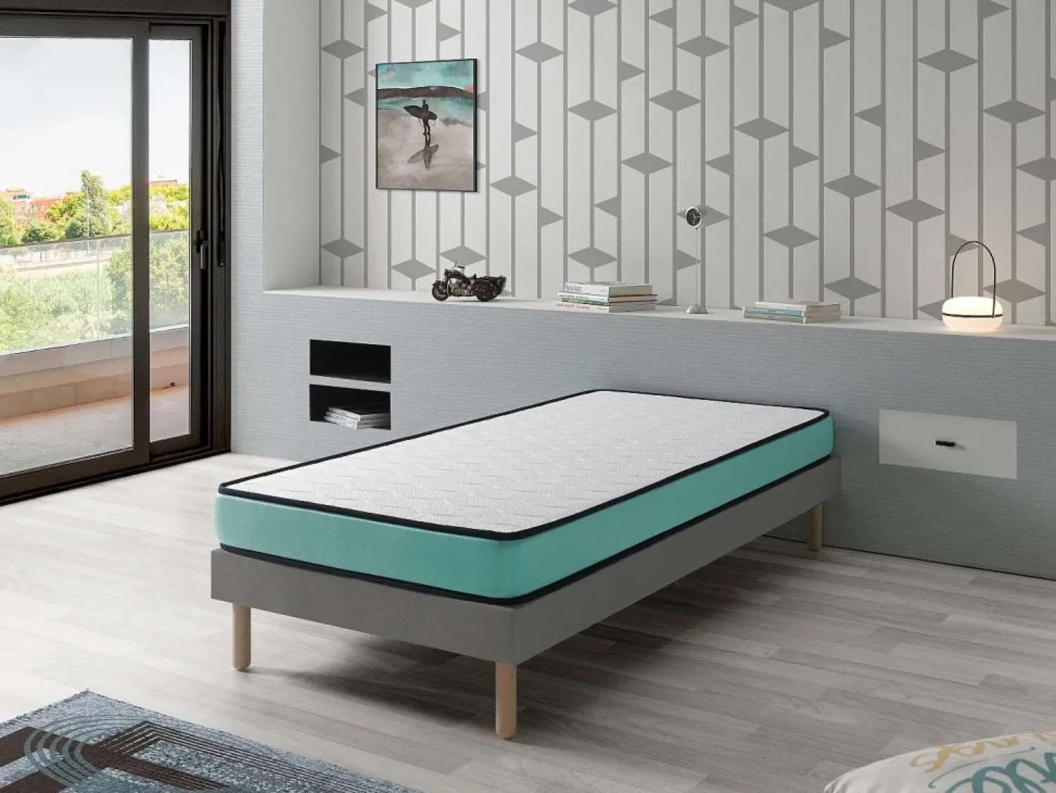 Dormissimo Pack Colchon 90x200 CAMA INFANTIL - Altura 14 CM PROMO CONFORT + 1 Almohada junior 90x35 + 1 Protector colchon 90x200 cm