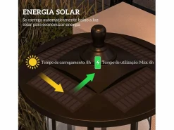 Hot Outsunny Pack de 2 farolas Alfredo carga solar negro 184x23,5 cm Plateado