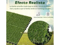 Clearance Outsunny Pack de 10 placas de césped artificial verde grosor 25mm Transparente