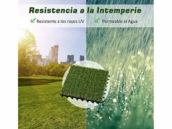 Clearance Outsunny Pack de 10 placas de césped artificial verde grosor 25mm Transparente