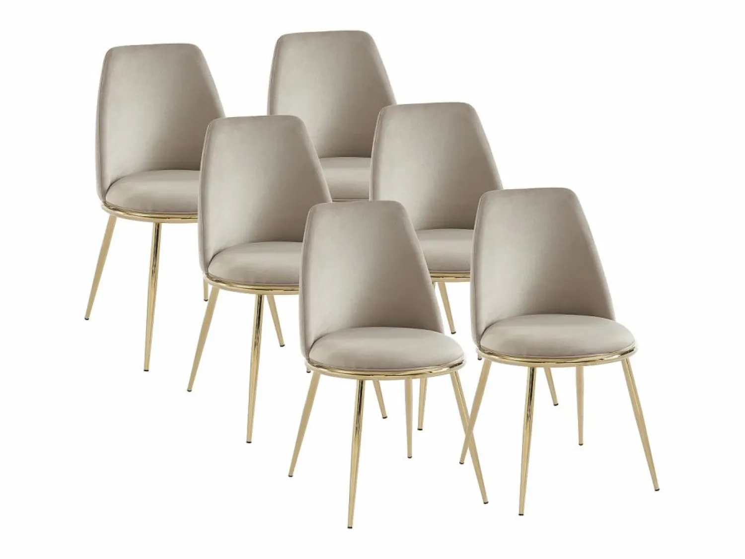 Vente-unique Pack de 6 sillas estilo art déco con carcasa de terciopelo y metal dorado - - NEBINA Beige