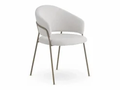 Clearance Pack de 4 sillones tapizados en chenilla color Crema