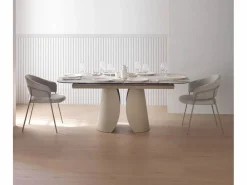 Clearance Pack de 4 sillones tapizados en chenilla color Crema