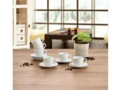 Discount Basic Pack de 6 tazas New Renova Quid con plato porcelana Blanco