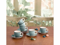 Sale Pack de 6 tazas Vita Morning Quid con platillo cerámica turquesa 9 cl Azul turquesa