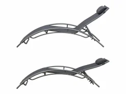 Sale Happy Garden Pack de 2 tumbonas en textileno aluminio GALAPAGOS Gris