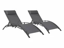 Outlet Pack de 2 tumbonas GALAPAGOS en textileno aluminio antracita Tumbona