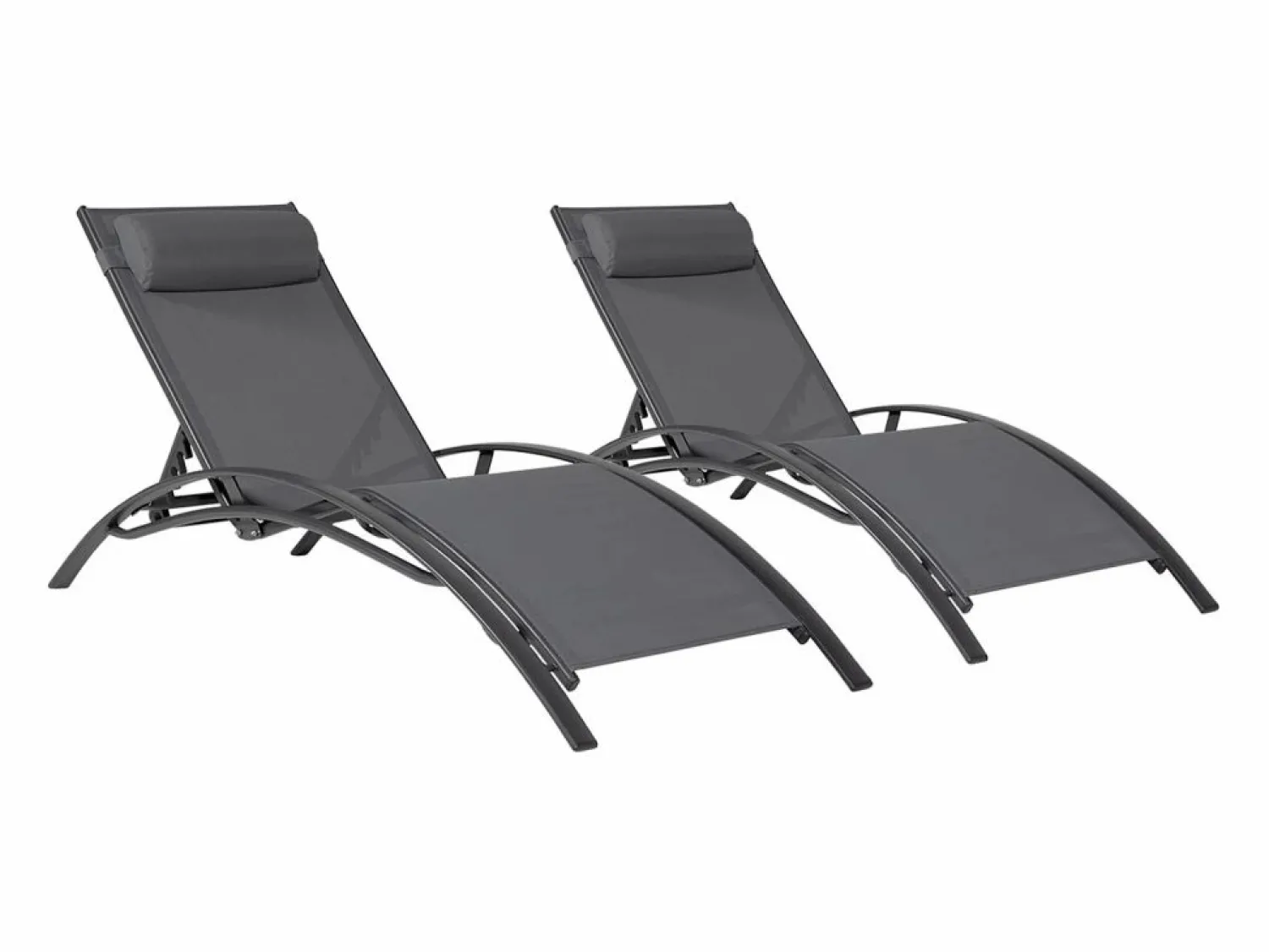 Outlet Pack de 2 tumbonas GALAPAGOS en textileno aluminio antracita Tumbona