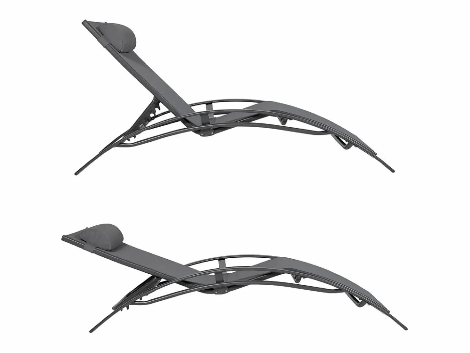 Outlet Pack de 2 tumbonas GALAPAGOS en textileno aluminio antracita Tumbona