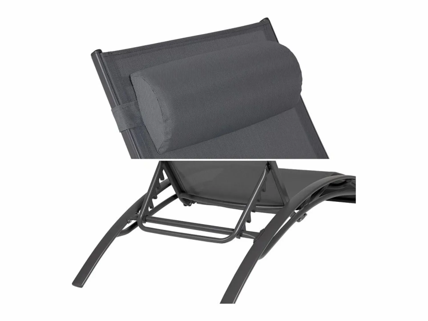 Outlet Pack de 2 tumbonas GALAPAGOS en textileno aluminio antracita Tumbona