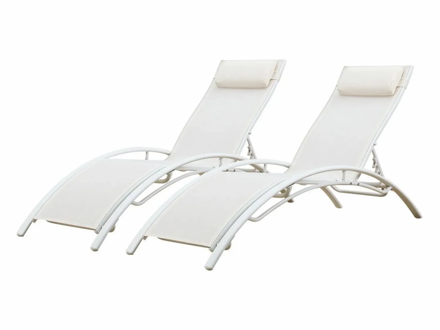Outlet Happy Garden Pack de 2 tumbonas GALAPAGOS en textileno aluminio Blanco