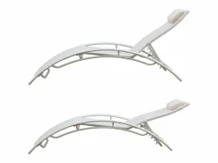 Outlet Happy Garden Pack de 2 tumbonas GALAPAGOS en textileno aluminio Blanco