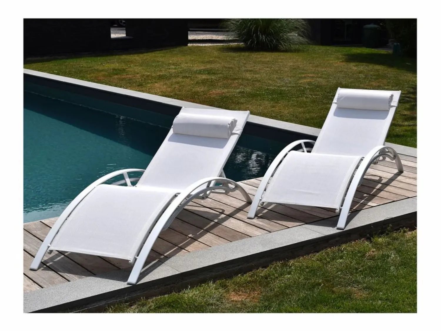Outlet Happy Garden Pack de 2 tumbonas GALAPAGOS en textileno aluminio Blanco