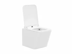 Vente-unique Pack de inodoro flotante en cerámica blanca con bastidor de soporte y placa de activación, CLEMONA
