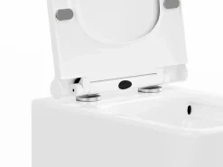 Vente-unique Pack de inodoro flotante en cerámica blanca con bastidor de soporte y placa de activación, CLEMONA