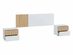 Pack Dormitorio Ethna Cama, Cabecero, Mesitas y Vestidor /Natur Dormitorio Completo