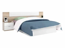 Outlet Pack Dormitorio Matrimonio y Roble Canadian: cama, armario, cabezal Blanco